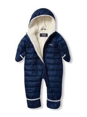 Eddie Bauer Navy and Cream Puffer Baby One-Piece Footie
